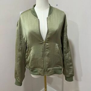 Love Tree Olive Green zip‎ up Bomber jacket size L